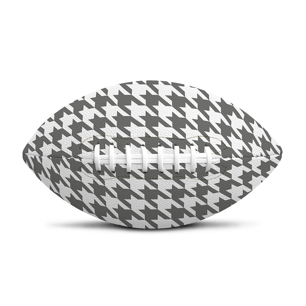 Grey And White Houndstooth Pattern Print Rugby Ball