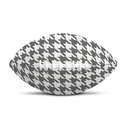 Grey And White Houndstooth Pattern Print Rugby Ball