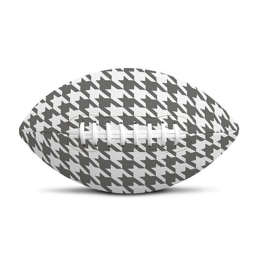 Grey And White Houndstooth Pattern Print Rugby Ball