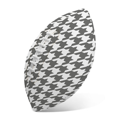 Grey And White Houndstooth Pattern Print Rugby Ball