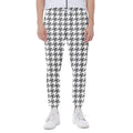 Grey And White Houndstooth Pattern Print Joggers