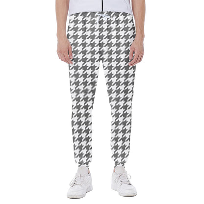 Grey And White Houndstooth Pattern Print Scuba Joggers