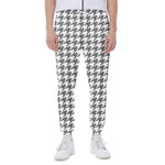 Grey And White Houndstooth Pattern Print Scuba Joggers