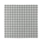 Grey And White Houndstooth Pattern Print Silk Bandana