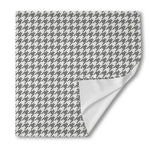 Grey And White Houndstooth Pattern Print Silk Bandana