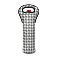 Grey And White Houndstooth Pattern Print Single Neoprene Wine Tote
