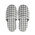 Grey And White Houndstooth Pattern Print Slippers