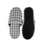 Grey And White Houndstooth Pattern Print Slippers