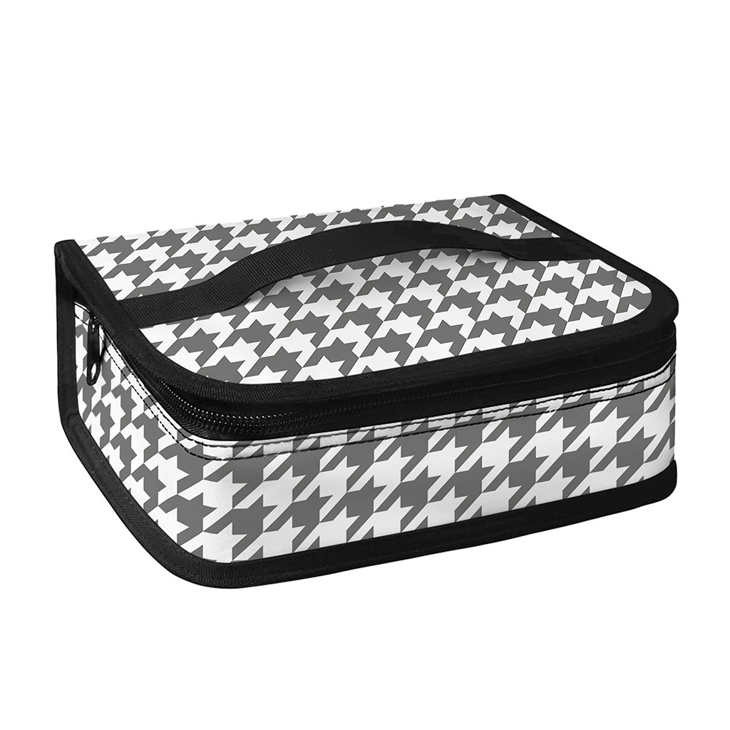 Grey And White Houndstooth Pattern Print Small Lunch Bag