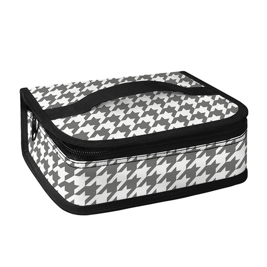 Grey And White Houndstooth Pattern Print Small Lunch Bag