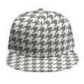 Grey And White Houndstooth Pattern Print Snapback Cap