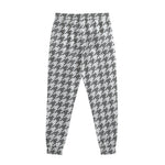 Grey And White Houndstooth Pattern Print Sweatpants