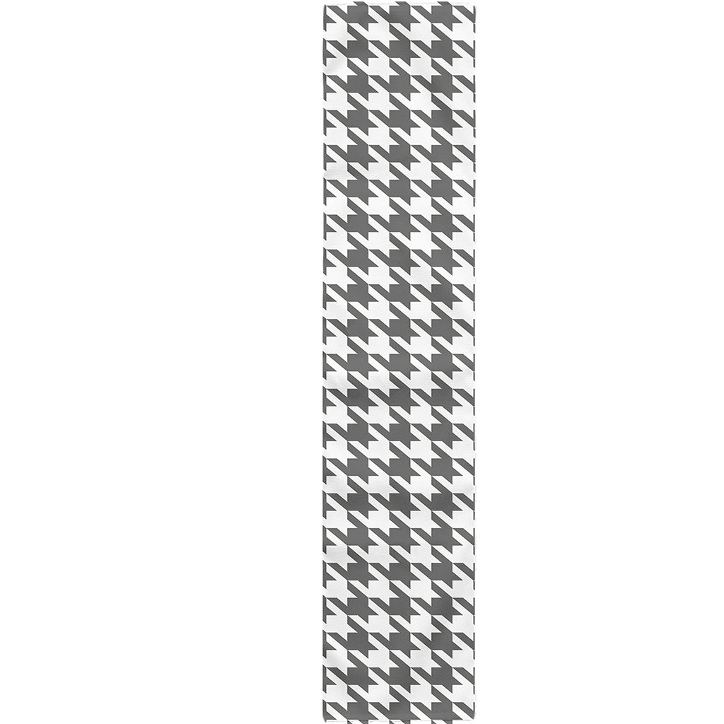 Grey And White Houndstooth Pattern Print Table Runner
