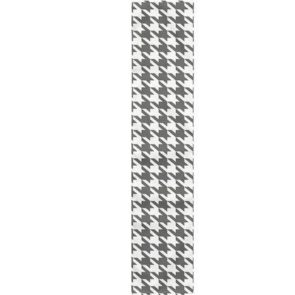 Grey And White Houndstooth Pattern Print Table Runner