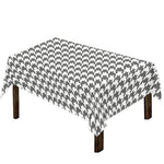 Grey And White Houndstooth Pattern Print Tablecloth