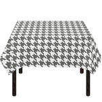 Grey And White Houndstooth Pattern Print Tablecloth