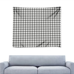 Grey And White Houndstooth Pattern Print Tapestry