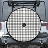 Grey And White Houndstooth Pattern Print Tire Cover With Camera Hole