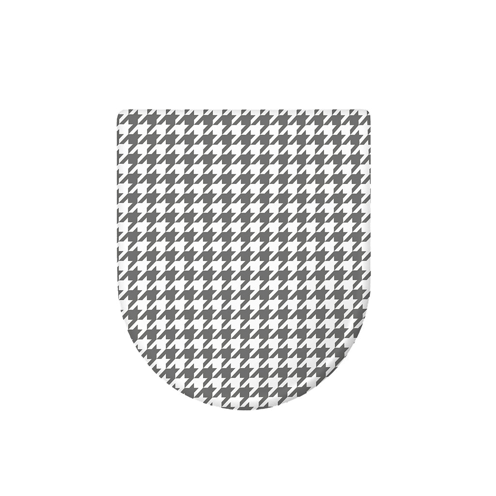 Grey And White Houndstooth Pattern Print Toilet Lid Cover
