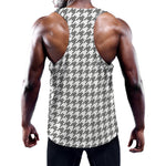 Grey And White Houndstooth Pattern Print Training Tank Top