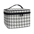 Grey And White Houndstooth Pattern Print Travel Makeup Bag