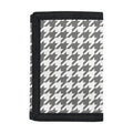 Grey And White Houndstooth Pattern Print Trifold Wallet