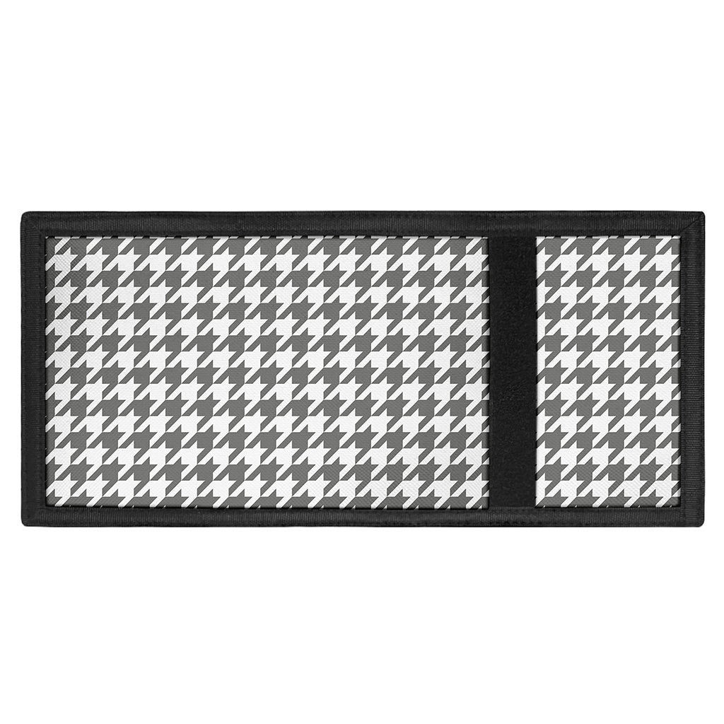 Grey And White Houndstooth Pattern Print Trifold Wallet