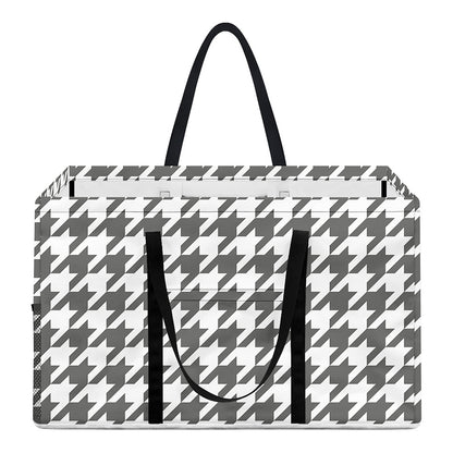 Grey And White Houndstooth Pattern Print Utility Tote Bag