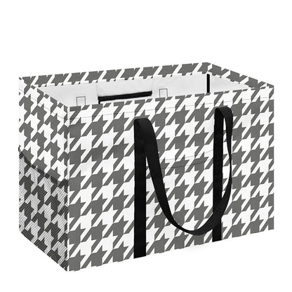 Grey And White Houndstooth Pattern Print Utility Tote Bag