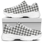 Grey And White Houndstooth Pattern Print White Chunky Shoes