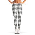 Grey And White Houndstooth Pattern Print Women's Leggings