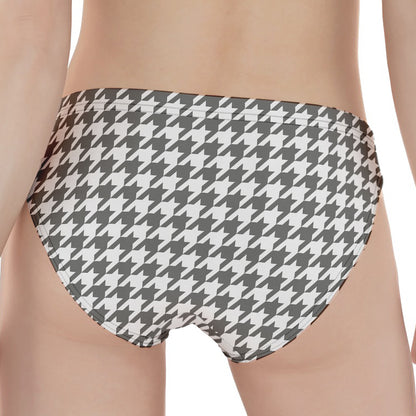 Grey And White Houndstooth Pattern Print Women's Panties