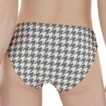 Grey And White Houndstooth Pattern Print Women's Panties