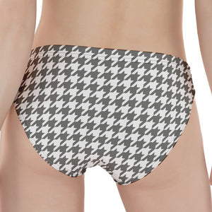 Grey And White Houndstooth Pattern Print Women's Panties