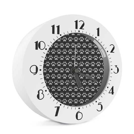 Grey And White Paw Knitted Pattern Print Alarm Clock