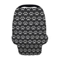 Grey And White Paw Knitted Pattern Print Baby Seat Cover
