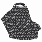 Grey And White Paw Knitted Pattern Print Baby Seat Cover