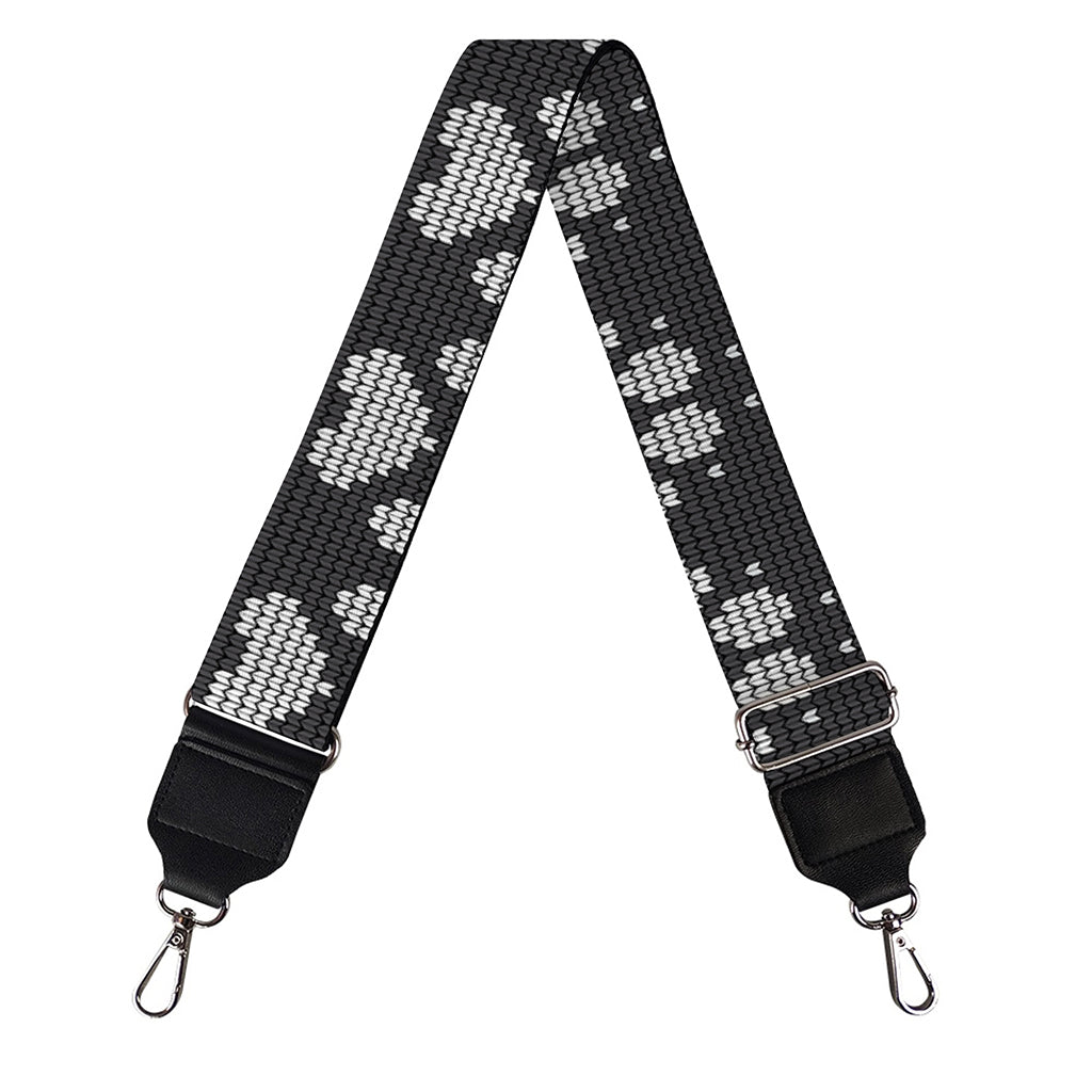 Grey And White Paw Knitted Pattern Print Bag Strap