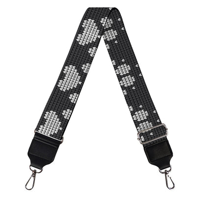 Grey And White Paw Knitted Pattern Print Bag Strap