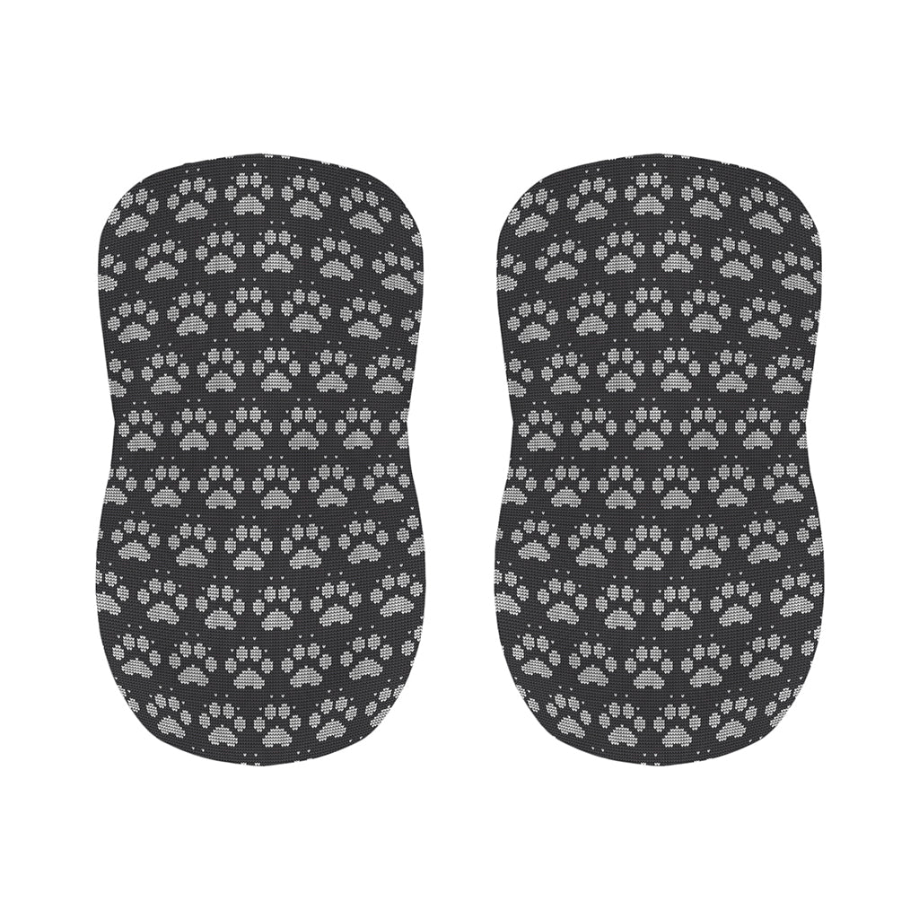 Grey And White Paw Knitted Pattern Print Bar Stool Covers