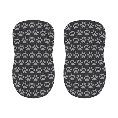 Grey And White Paw Knitted Pattern Print Bar Stool Covers