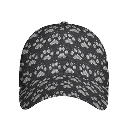 Grey And White Paw Knitted Pattern Print Baseball Cap