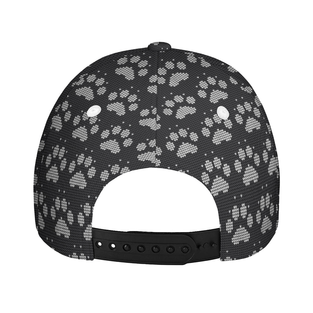 Grey And White Paw Knitted Pattern Print Baseball Cap