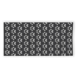 Grey And White Paw Knitted Pattern Print Beach Towel