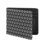 Grey And White Paw Knitted Pattern Print Bifold Wallet