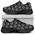 Grey And White Paw Knitted Pattern Print Black Chunky Shoes