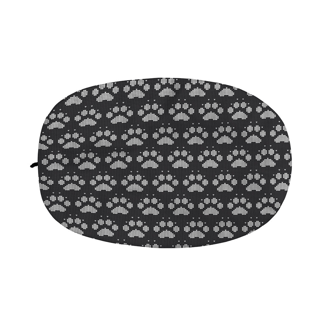Grey And White Paw Knitted Pattern Print Car Side Mirror Covers