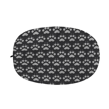 Grey And White Paw Knitted Pattern Print Car Side Mirror Covers