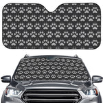 Grey And White Paw Knitted Pattern Print Car Windshield Sun Shade