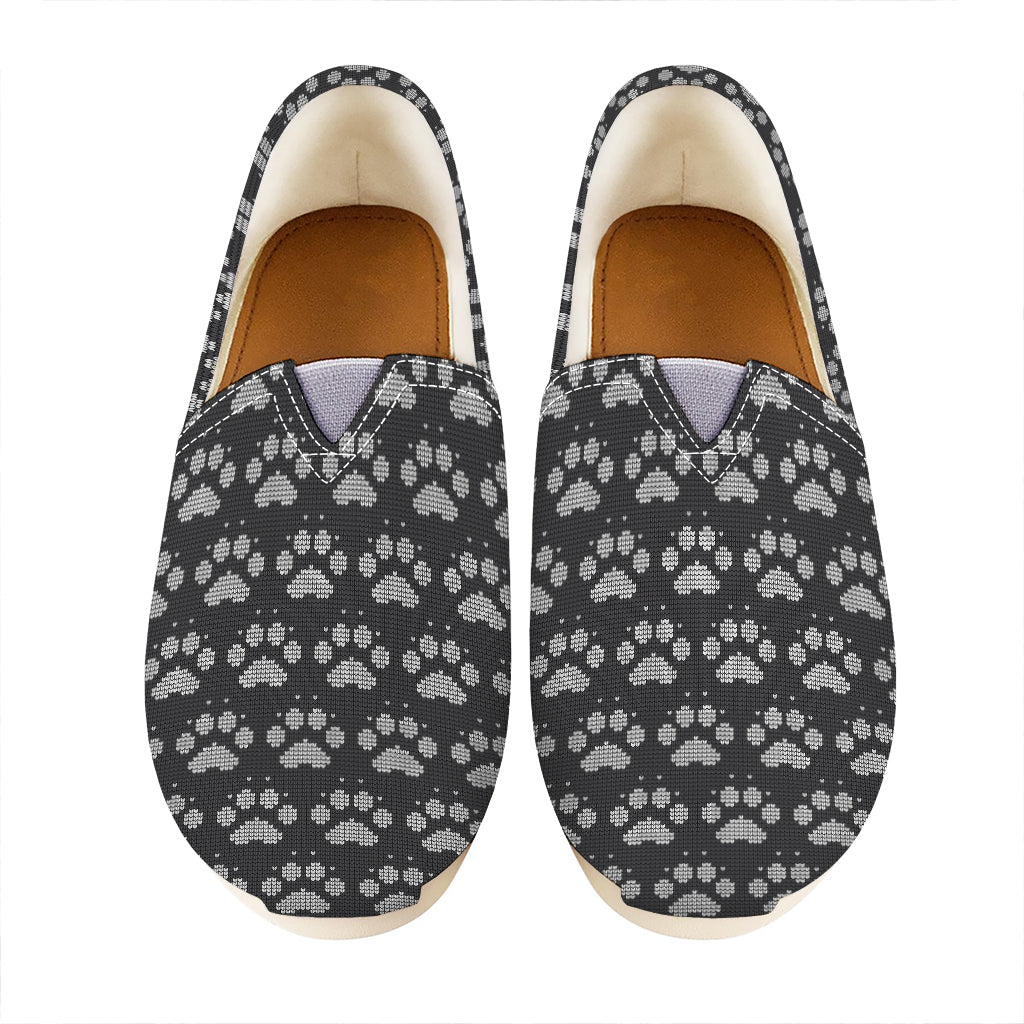 Grey And White Paw Knitted Pattern Print Casual Shoes